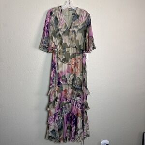 Melonie T NWT Women's Dress Floral‎ Maxi Size 10 Back Zip Colorful Short Sleeve